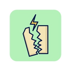 Poster - Risk in business line icon. Lightning and torn paper. Business concept. Can be used for topics like risk management, crash, loss
