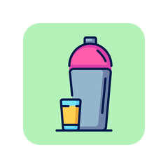Poster - Shaker and shot line icon. Bartender, mixer, barman tool. Bar concept. Vector illustration can be used for topics like aperitif, party, cocktail recipe
