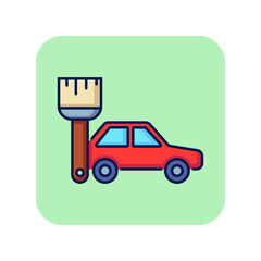 Poster - Tuning line icon. Vehicle and paint brush. Car service concept. Can be used for topics like garage, painting, body repair