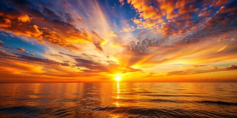 Wall Mural - Majestic sunset casting a warm and vibrant glow over the horizon