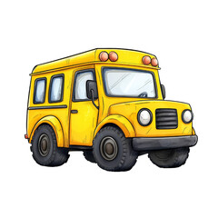 Cartoon illustration of a yellow school bus, ideal for educational and transportation themes