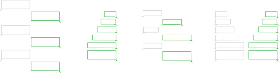 Poster - Set of chatting SMS with Green message bubbles. Text Messaging. Smartphone, Mobile Phone Template realistic Line vectors. Place your own text to the messages isolated on transparent background.