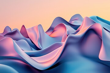Wall Mural - A vibrant abstract landscape featuring flowing waves of pastel colors, creating a tranquil and dreamy atmosphere.