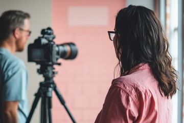 A Creative Director providing feedback on a photo shoot's visual direction and style choices with photographers