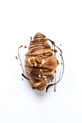 Wall Mural - croissant with chocolate and nutty isolated on white background