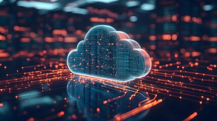 Poster - a sleek and futuristic 3d rendered image depicting a cloud computing infrastructure with servers con