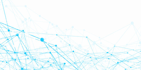 Poster - Abstract digital background of points and lines. abstract technology Network nodes with polygonal shapes blue Vector background. Modern technology concept network connects, data structure design.	
