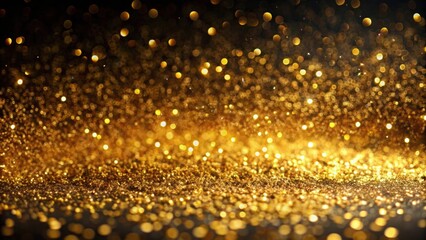 Golden glitter and grainy abstract texture on a black background , glitter, golden, abstract, texture, black, shiny