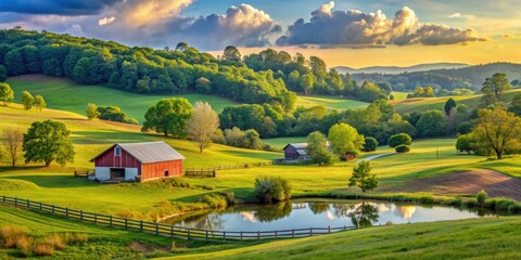 Peaceful countryside landscape in Cookeville, Tennessee, Tennessee, Cookeville, countryside, rural, serene, tranquil