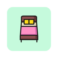 Wall Mural - Double bed line icon. Mattress, pillow, duvet. Furniture concept. Vector illustration can be used for topics like sleeping, hotel, comfort