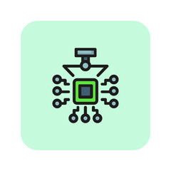 Poster - Electronic chip line icon. Circuit board, motherboard, processor. Printing industry concept. Vector illustration can be used for topics like cybernetics, technology, electronics