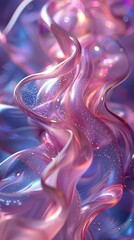 Wall Mural - iridescent holographic liquid with pink and blue tones