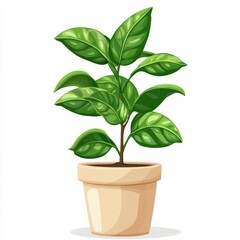 Sticker - Vector Graphic of a Potted Ficus Plant