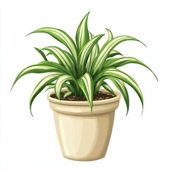 Sticker - Vector Graphic of a Potted Spider Plant