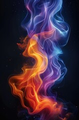 Wall Mural - colorful wave of light with neon colors on a black background