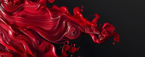 Wall Mural - Abstract Red Liquid Swirling and Splashing on Black Background