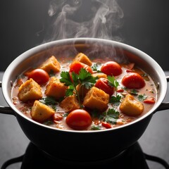 Wall Mural - French bouillabaisse stew, full of Mediterranean seafood, cinematic food photography	