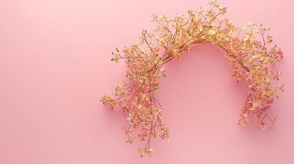 Wall Mural - A pink background with an isolated golden branching diadem