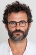 © Ai-Pixel - A confident man with glasses and a beard, exuding intelligence and charisma, perfect for business or creative themes.