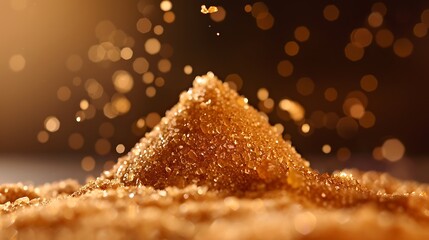 Wall Mural - A pyramid of crystal brown sugar on a brown background