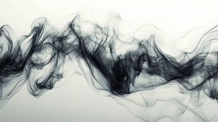 Abstract Black Smoke Waves Background