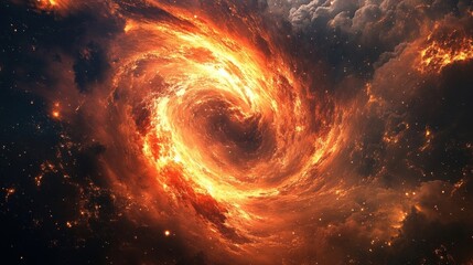 Canvas Print - Fire Galaxy Swirling Space Art