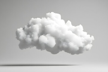 White fluffy cloud isolated on light grey background	