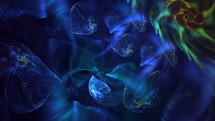 Wall Mural - 3D manual rendering abstract fractal light background. Its not AI Generatd illustration.