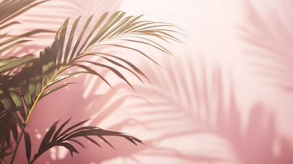 Canvas Print - Palm Leaf Shadow on Pink Wall.