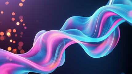 Canvas Print - Explore a vibrant 3D world filled with glowing blue and pink particles swirling seamlessly in a captivating loop.