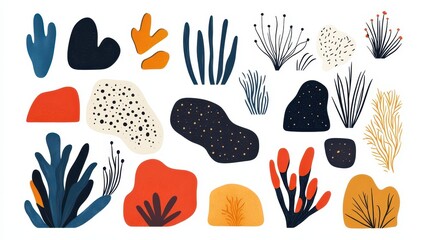 Poster - Explore a unique blend of modern abstract elements with a minimalist flare, showcasing vibrant vector illustrations.