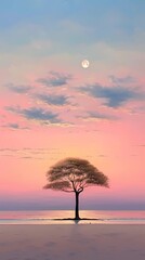 Poster - tree at sunset