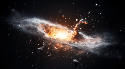 Wall Mural - Dramatic Cosmic Explosion with Glowing Dust and Debris. Perfect for Science Fiction and Fantasy Designs.