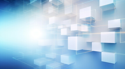 Wall Mural - Digital square light blue color Futuristic Background.