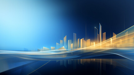 Wall Mural - Digital blue and gold building business blue background.