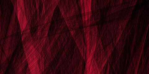 Poster - Abstract geometric black and red color with grunge background. abstract line pattern simple seamless design. Wide neutral red vector backdrop. wrinkled canvas cloth texture Technology background.