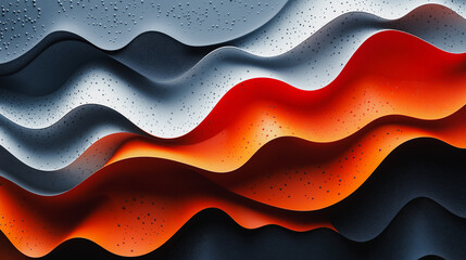 Poster - A series of waves with a red stripe in the middle. The waves are orange and black. The image has a dreamy, surreal feel to it