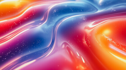 Poster - A colorful, abstract painting with a blue and red swirl. The painting is full of bright colors and has a dreamy, ethereal quality
