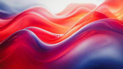 Poster - A wave of red and blue colors. The colors are very bright and the wave is very long
