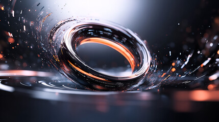 Wall Mural - Abstract Futuristic Ring with Glowing Orange Lights