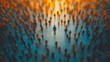 © CreativeIMGIdeas - A man stands in the middle of a crowd of people. The crowd is made up of many small figures, and the man is the only one that is not. The scene is very crowded and busy, with people all around the man