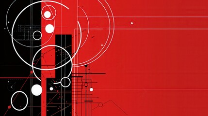 Aufkleber - This background showcases a minimalist schematic design with white lines on a bold red and black background.