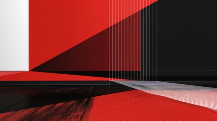 Aufkleber - This background showcases a minimalist schematic design with white lines on a striking red and black split.