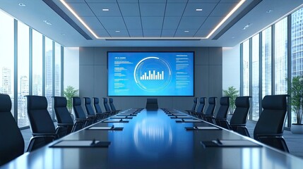 Poster - A beautiful circle graph displayed on a large screen in a modern conference room