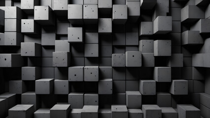 3D background minimalism A wall with 3D blocks 3D wallpaper with black cubes