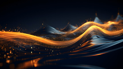 Wall Mural - Abstract digital artwork featuring a dynamic wave