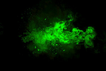 Green smoke on black background	