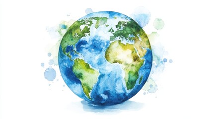 watercolor hand painted planet earth isolated on white background. symbol of life,environmental prob