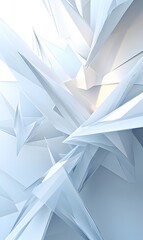 Wall Mural - 67. Abstract 3D art featuring dynamic geometric prisms and subtle illumination, rendered on a minimalist white background