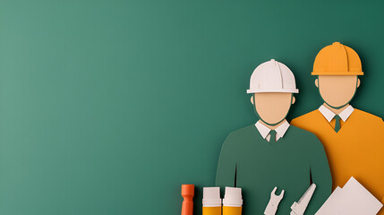 Construction Worker Mockup  with Green Background for your Next Project